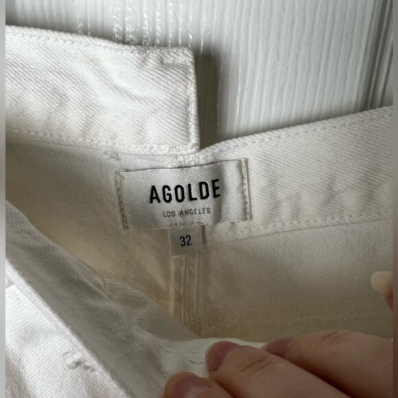 Agolde Criss Cross High Rise Straight Leg Organic Cotton White Jeans 32 - Picture 6 of 8